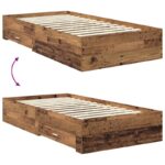 vidaXL Rám postele Staré drevo 100 x 200 cm Kompozitné drevo – Obrázok 12
