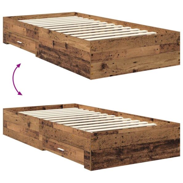 vidaXL Rám postele Staré drevo 100 x 200 cm Kompozitné drevo – Obrázok 12