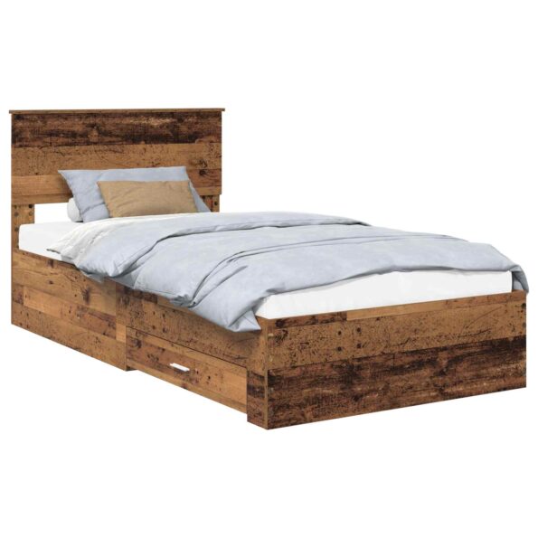 vidaXL Rám postele Staré drevo 100 x 200 cm Kompozitné drevo – Obrázok 2