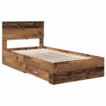 vidaXL Rám postele Staré drevo 100 x 200 cm Kompozitné drevo – Obrázok 4