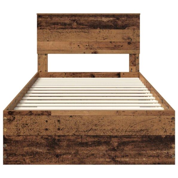 vidaXL Rám postele Staré drevo 100 x 200 cm Kompozitné drevo – Obrázok 7