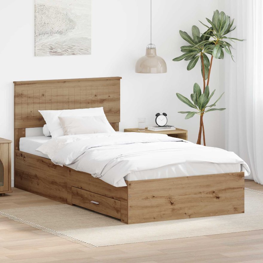 3410939_1.jpg vidaXL Rám postele Remeselný dub 100 x 200 cm Kompozitné drevo – Obrázok 1