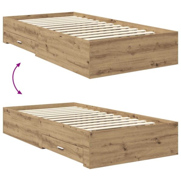 vidaXL Rám postele Remeselný dub 100 x 200 cm Kompozitné drevo – Obrázok 12