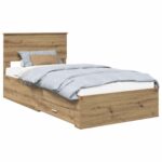 vidaXL Rám postele Remeselný dub 100 x 200 cm Kompozitné drevo – Obrázok 2