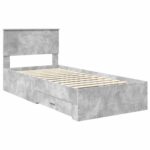 vidaXL Rám postele Betónová šedá 90 x 200 cm Kompozitné drevo – Obrázok 4