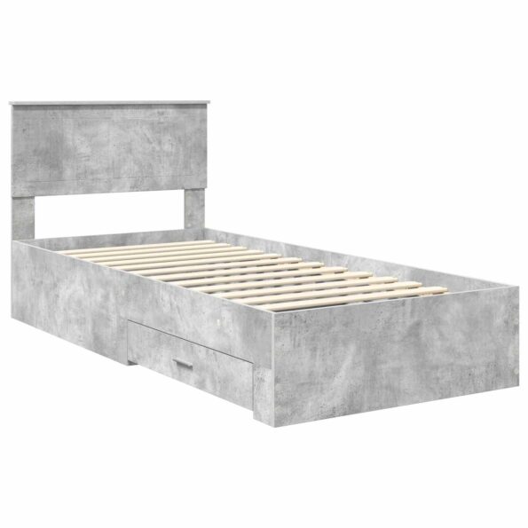vidaXL Rám postele Betónová šedá 90 x 200 cm Kompozitné drevo – Obrázok 4