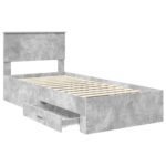 vidaXL Rám postele Betónová šedá 90 x 200 cm Kompozitné drevo – Obrázok 5
