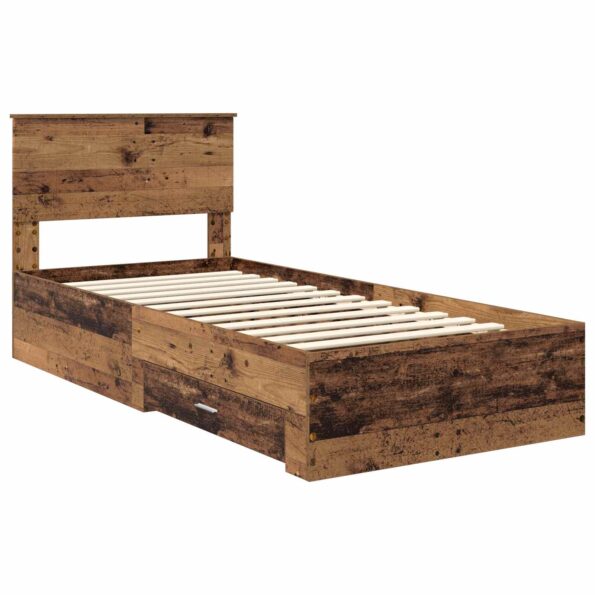 vidaXL Rám postele Staré drevo 90 x 200 cm Kompozitné drevo – Obrázok 4