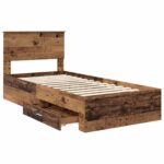 vidaXL Rám postele Staré drevo 90 x 200 cm Kompozitné drevo – Obrázok 5