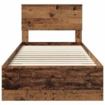 vidaXL Rám postele Staré drevo 90 x 200 cm Kompozitné drevo – Obrázok 7