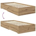 vidaXL Rám postele Remeselný dub 90 x 200 cm Kompozitné drevo – Obrázok 12