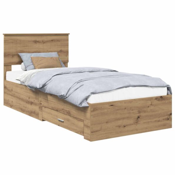 vidaXL Rám postele Remeselný dub 90 x 200 cm Kompozitné drevo – Obrázok 2