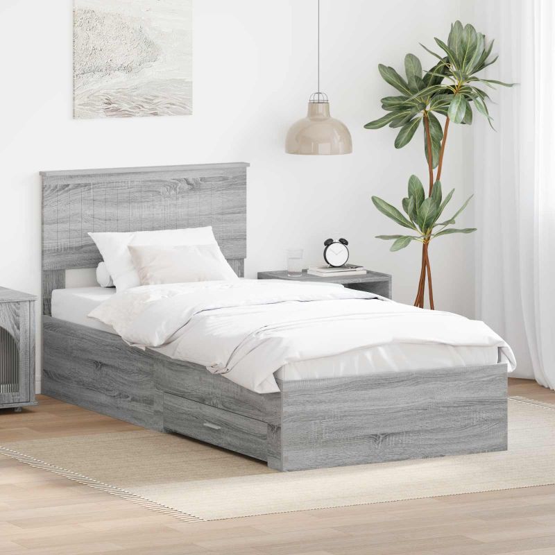 3410954_1.jpg vidaXL Rám postele Sivý Sonoma 90 x 190 cm Kompozitné drevo – Obrázok 1