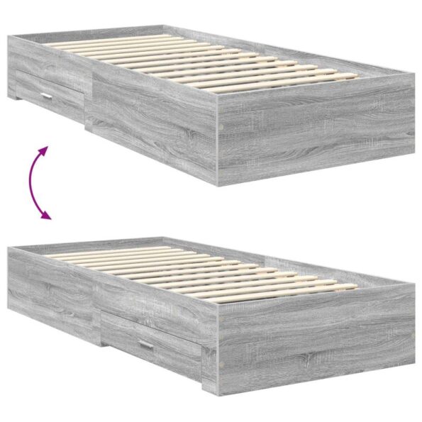 vidaXL Rám postele Sivý Sonoma 90 x 190 cm Kompozitné drevo – Obrázok 12