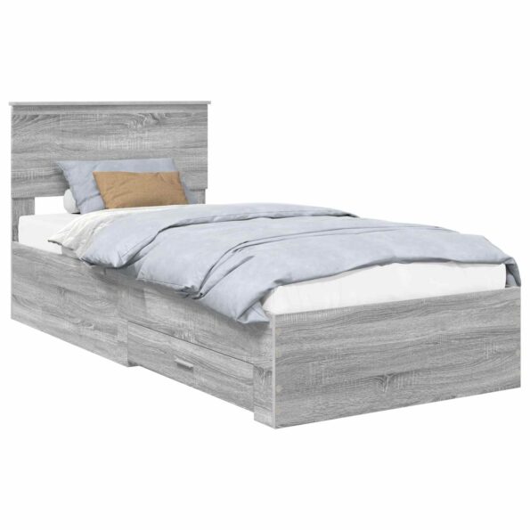 vidaXL Rám postele Sivý Sonoma 90 x 190 cm Kompozitné drevo – Obrázok 2