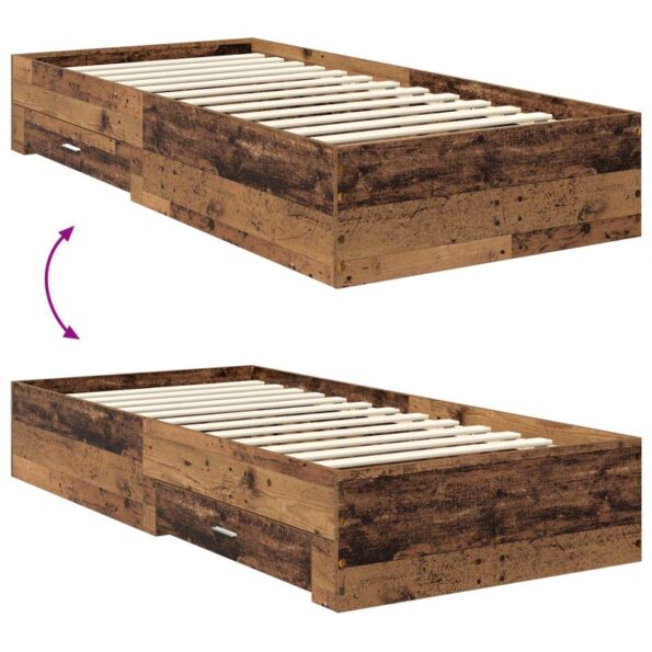 vidaXL Rám postele Staré drevo 90 x 190 cm Kompozitné drevo – Obrázok 12