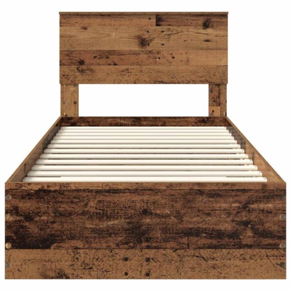 vidaXL Rám postele Staré drevo 90 x 190 cm Kompozitné drevo – Obrázok 7