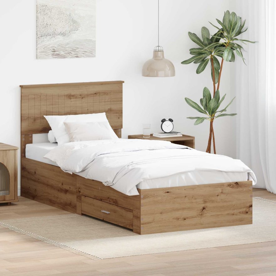 3410957_1.jpg vidaXL Rám postele Remeselný dub 90 x 190 cm Kompozitné drevo – Obrázok 1