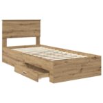 vidaXL Rám postele Remeselný dub 90 x 190 cm Kompozitné drevo – Obrázok 5