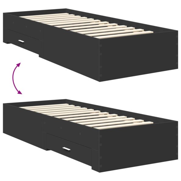 vidaXL Rám postele Čierna a strieborná 75 x 190 cm Kompozitné drevo – Obrázok 12
