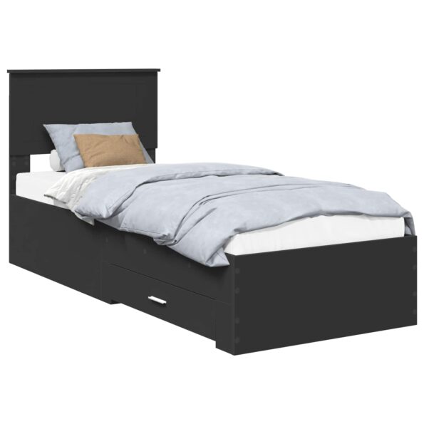 vidaXL Rám postele Čierna a strieborná 75 x 190 cm Kompozitné drevo – Obrázok 2