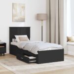 vidaXL Rám postele Čierna a strieborná 75 x 190 cm Kompozitné drevo – Obrázok 3