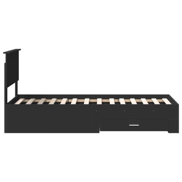 vidaXL Rám postele Čierna a strieborná 75 x 190 cm Kompozitné drevo – Obrázok 8