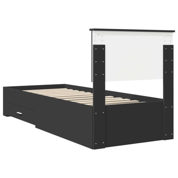 vidaXL Rám postele Čierna a strieborná 75 x 190 cm Kompozitné drevo – Obrázok 9