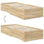 vidaXL Rám postele Sonoma dub a striebro 75 x 190 cm Kompozitné drevo – Obrázok 12