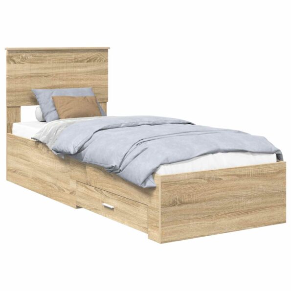 vidaXL Rám postele Sonoma dub a striebro 75 x 190 cm Kompozitné drevo – Obrázok 2