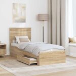 vidaXL Rám postele Sonoma dub a striebro 75 x 190 cm Kompozitné drevo – Obrázok 3