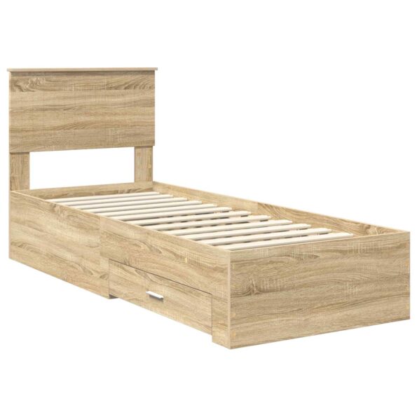 vidaXL Rám postele Sonoma dub a striebro 75 x 190 cm Kompozitné drevo – Obrázok 4