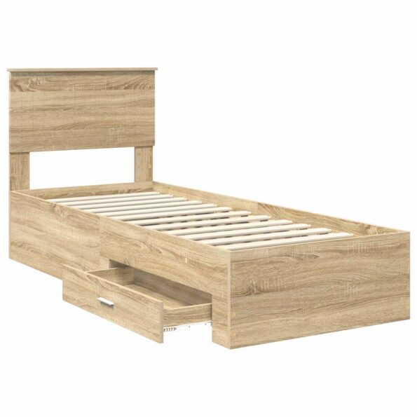 vidaXL Rám postele Sonoma dub a striebro 75 x 190 cm Kompozitné drevo – Obrázok 5