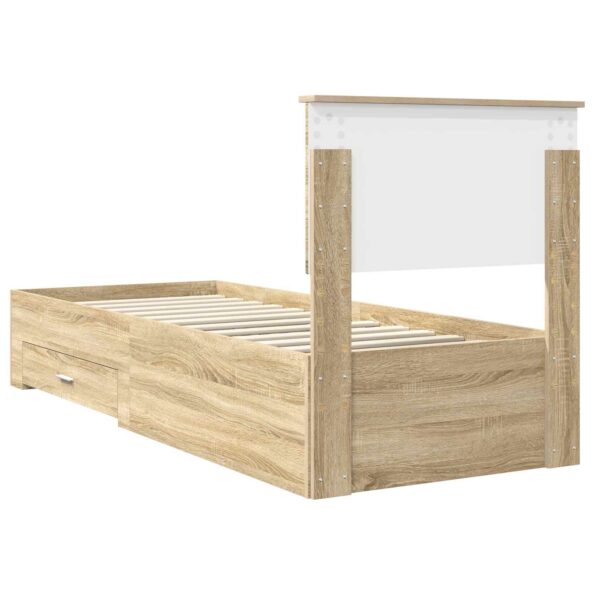 vidaXL Rám postele Sonoma dub a striebro 75 x 190 cm Kompozitné drevo – Obrázok 9