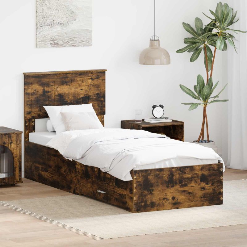 3410962_1.jpg vidaXL Rám postele Dymový dub a striebro 75 x 190 cm Kompozitné drevo – Obrázok 1