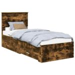 vidaXL Rám postele Dymový dub a striebro 75 x 190 cm Kompozitné drevo – Obrázok 2