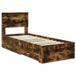 vidaXL Rám postele Dymový dub a striebro 75 x 190 cm Kompozitné drevo – Obrázok 4