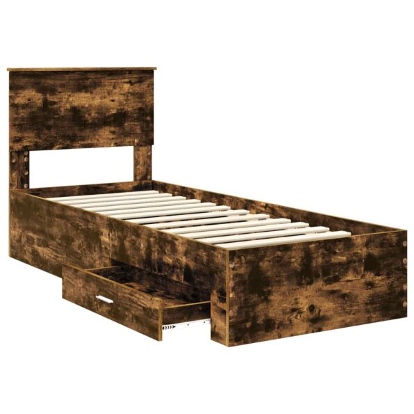 vidaXL Rám postele Dymový dub a striebro 75 x 190 cm Kompozitné drevo – Obrázok 5