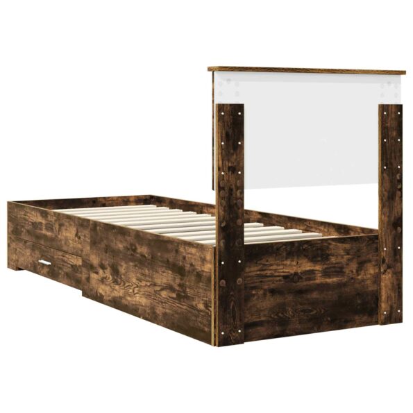 vidaXL Rám postele Dymový dub a striebro 75 x 190 cm Kompozitné drevo – Obrázok 9