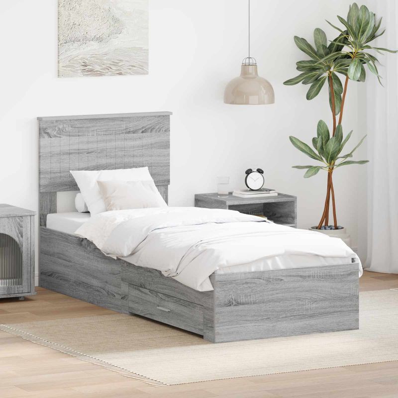 3410963_1.jpg vidaXL Rám postele Sivý Sonoma a striebro 75 x 190 cm Kompozitné drevo – Obrázok 1