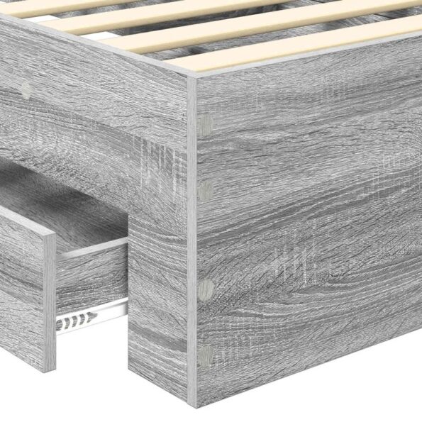 vidaXL Rám postele Sivý Sonoma a striebro 75 x 190 cm Kompozitné drevo – Obrázok 10