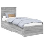 vidaXL Rám postele Sivý Sonoma a striebro 75 x 190 cm Kompozitné drevo – Obrázok 2