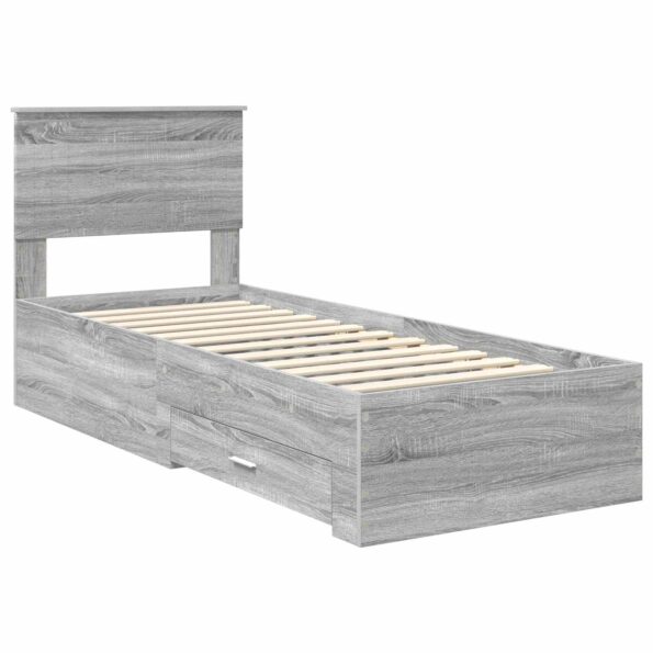 vidaXL Rám postele Sivý Sonoma a striebro 75 x 190 cm Kompozitné drevo – Obrázok 4