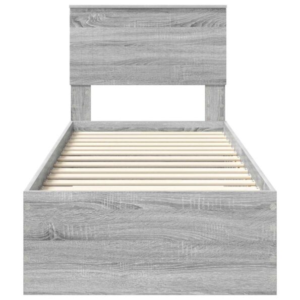vidaXL Rám postele Sivý Sonoma a striebro 75 x 190 cm Kompozitné drevo – Obrázok 7
