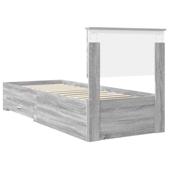 vidaXL Rám postele Sivý Sonoma a striebro 75 x 190 cm Kompozitné drevo – Obrázok 9