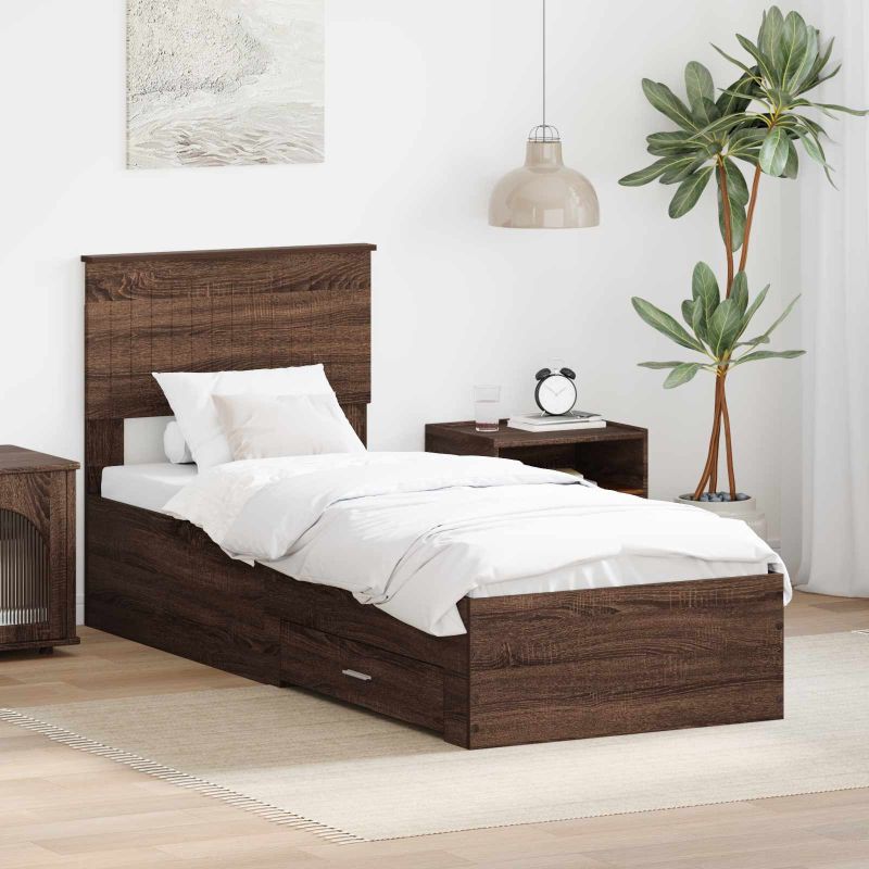 3410964_1.jpg vidaXL Rám postele Hnedý dub a striebro 75 x 190 cm Kompozitné drevo – Obrázok 1