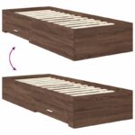vidaXL Rám postele Hnedý dub a striebro 75 x 190 cm Kompozitné drevo – Obrázok 12