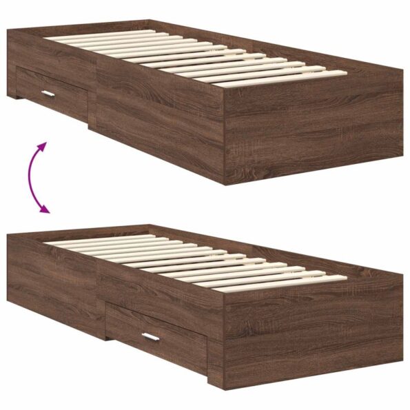 vidaXL Rám postele Hnedý dub a striebro 75 x 190 cm Kompozitné drevo – Obrázok 12