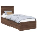 vidaXL Rám postele Hnedý dub a striebro 75 x 190 cm Kompozitné drevo – Obrázok 2