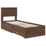vidaXL Rám postele Hnedý dub a striebro 75 x 190 cm Kompozitné drevo – Obrázok 4